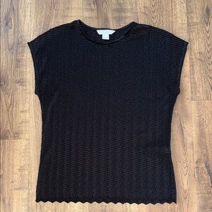 TANJAY Black Short Sleeve Textured Top